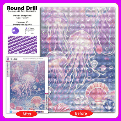 CSZPPQAF Diamond Painting for Adults-Jellyfish,Full Round Drill Diamond Art Kits, Relaxing Craft & Wall Decor