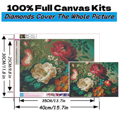 Mosaflare Flowers Diamond Painting Kits,Full Round Drill Diamond Art Kit for Adults,Home Wall and Relaxing Art Craft