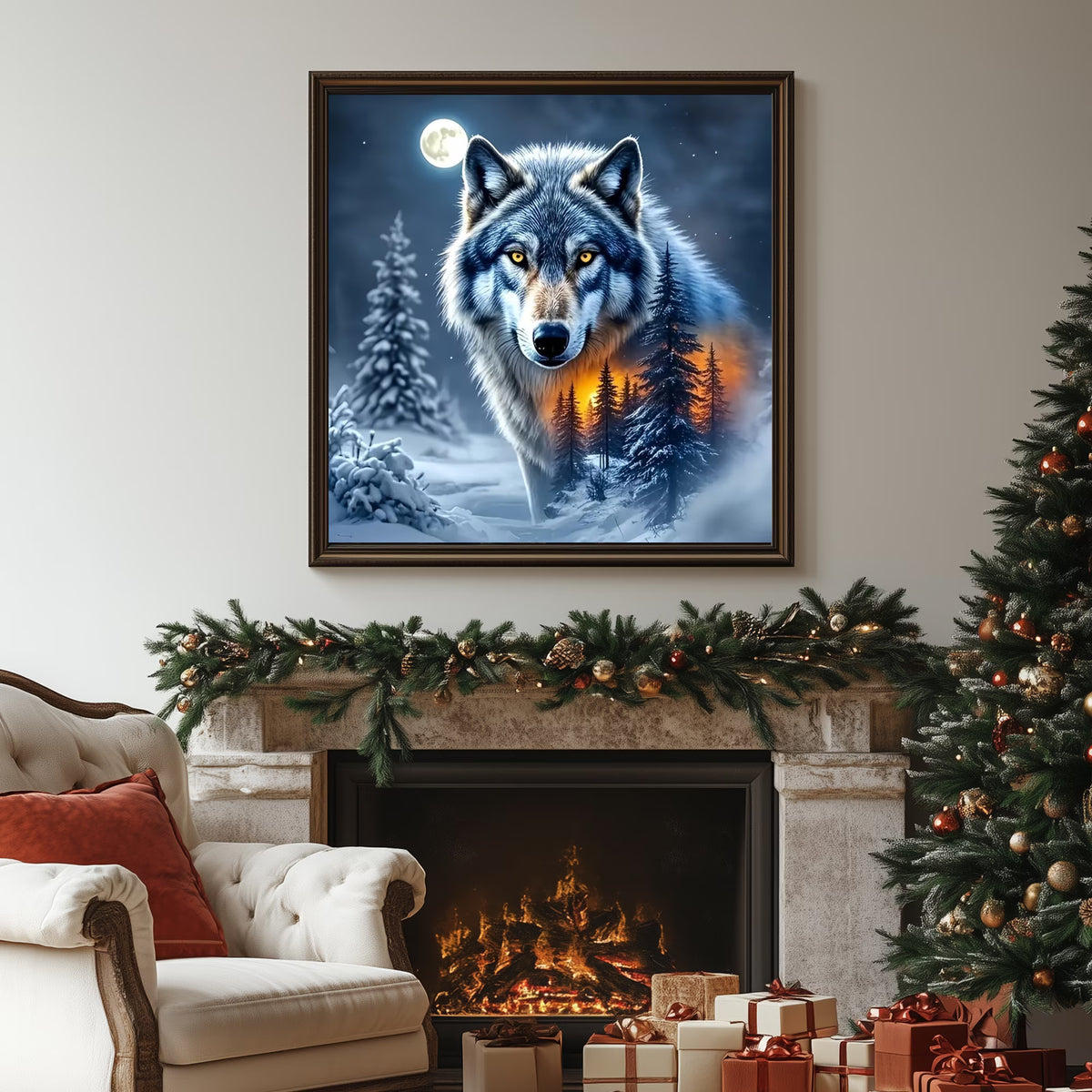 CSZPPQAF Winter Wolf Diamond Painting Kits for Adults, Full Drill Round Diamond Art Kit, Art Craft, Home Wall Decor and Gift 13.8 x 13.8 Inch