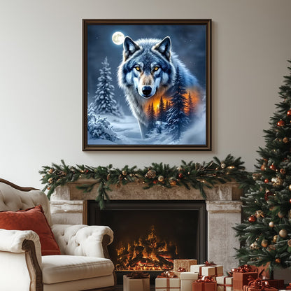 CSZPPQAF Winter Wolf Diamond Painting Kits for Adults, Full Drill Round Diamond Art Kit, Art Craft, Home Wall Decor and Gift 13.8 x 13.8 Inch