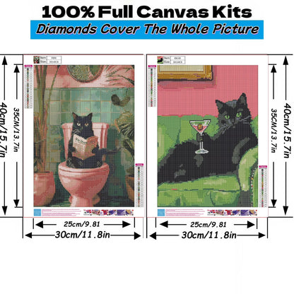 Mosaflare Diamond Art Painting Kits,2-Pack Cat Craft Kits,Full Round Drill,Home Wall and Relaxing 12"×16"