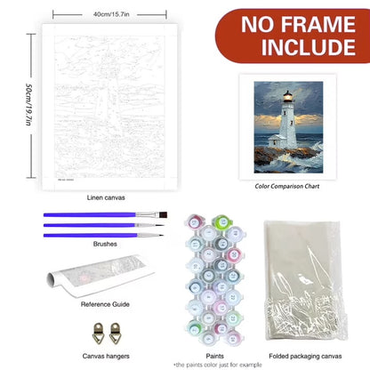 Mosaflare Paint by Numbers Kits for Adults,DIY Lighthouse Art Craft Oil Painting Set,Home Wall Decor 16"×20"