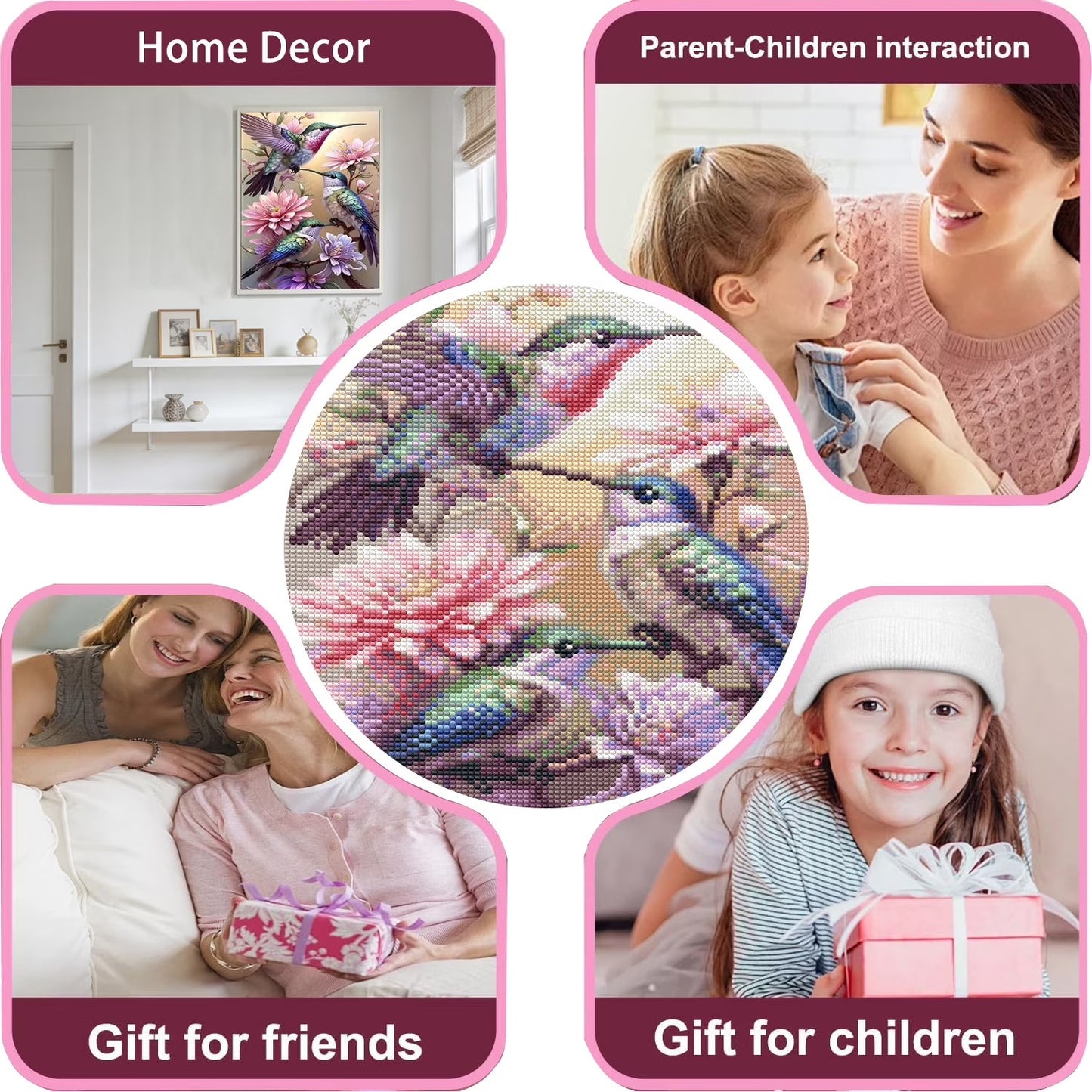 CSZPPQAF 5D Diamond Art for Adults Beginners-Hummingbird,Full Round Drill Diamond Painting Kits, Relaxing Craft & Wall Decor