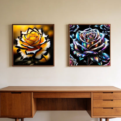 CSZPPQAF 2-Pack Diamond Art Kit,Flowers Diamond Painting Kits for Beginners,Full Round Drill,Home Wall 13.8"*13.8"