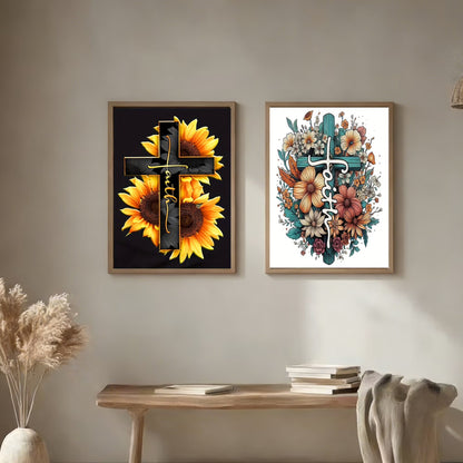 CSZPPQAF 2-Pack Cross Diamond Painting Kits for Adults Beginner- Full Round Drill,Gem Art Craft Set for Home Wall Decor or Relax Gift