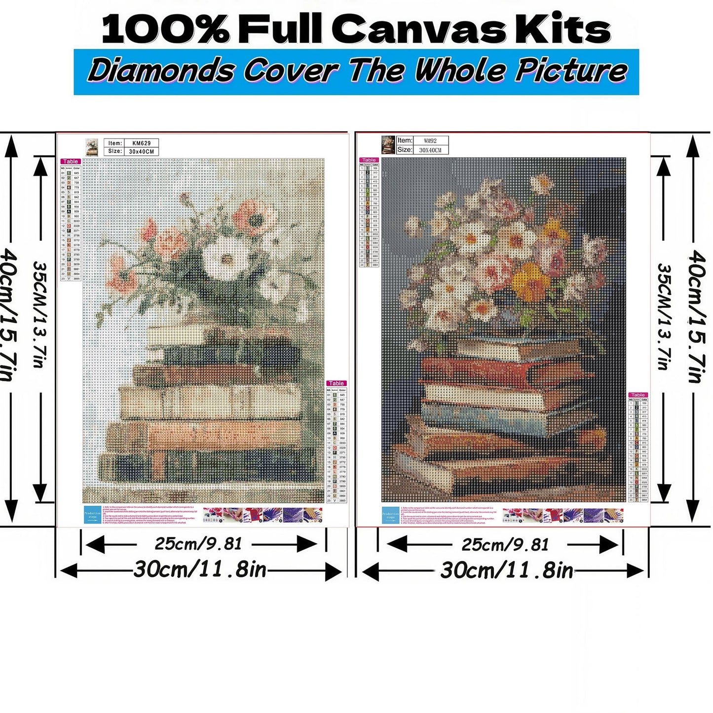 Mosaflare Diamond Art Painting Kits,2-Pack Book Art Craft Kits,Full Round Drill,Home Wall and Relaxing 12"×16"