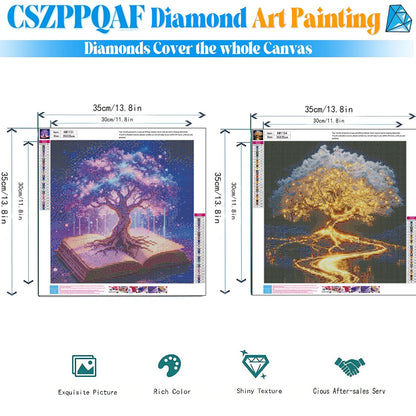 CSZPPQAF 2-Pack Diamond Painting for Adults-Life Tree,Full Round Drill Diamond Art Kits, Relaxing Craft & Wall Decor
