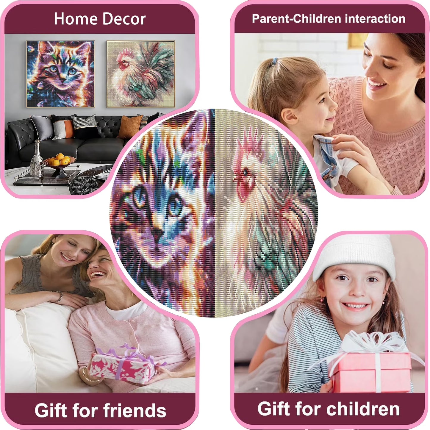 CSZPPQAF 2-Pack Animal Diamond Painting Kits for Adults - Full Round Drill, Textured Diamond Art for Home Wall Decor