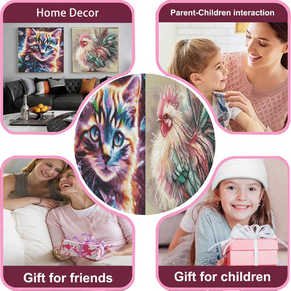 CSZPPQAF 2-Pack Animal Diamond Painting Kits for Adults - Full Round Drill, Textured Diamond Art for Home Wall Decor