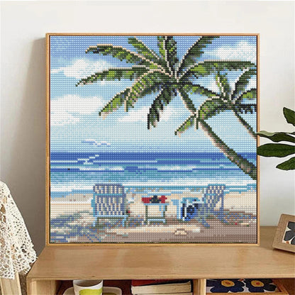 Mosaflare Summer Diamond Painting Kit,DIY Full Drill Beach Diamond Art,Stress Relief Craft Art and Home Decor 14"×14"
