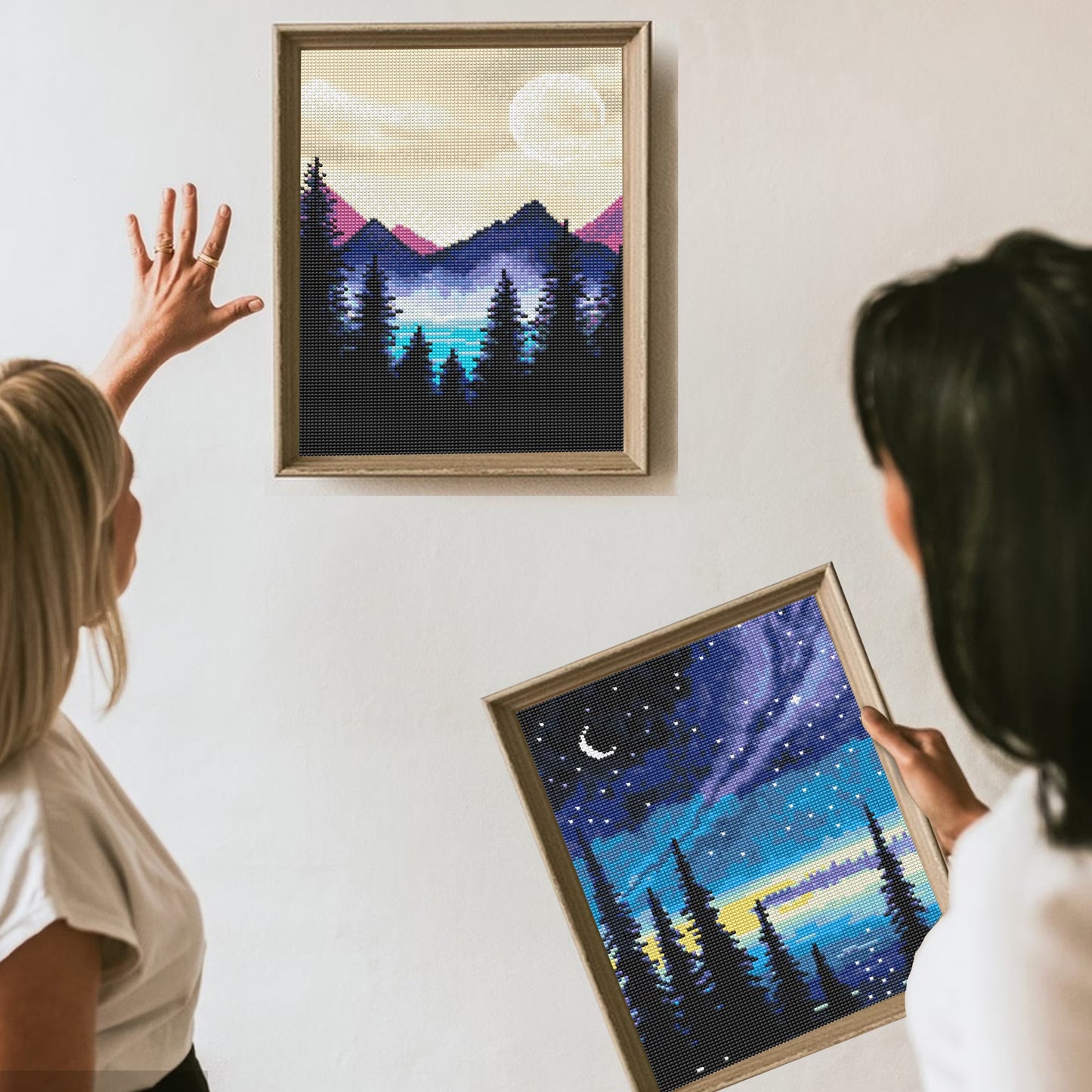 Mosaflare Sky Diamond Art Painting Kits,2-Pack Art Craft Kits,Full Round Drill,Home Wall and Relaxing 12"×16"