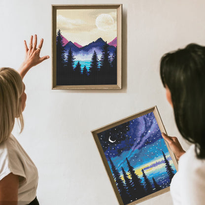 Mosaflare Sky Diamond Art Painting Kits,2-Pack Art Craft Kits,Full Round Drill,Home Wall and Relaxing 12"×16"