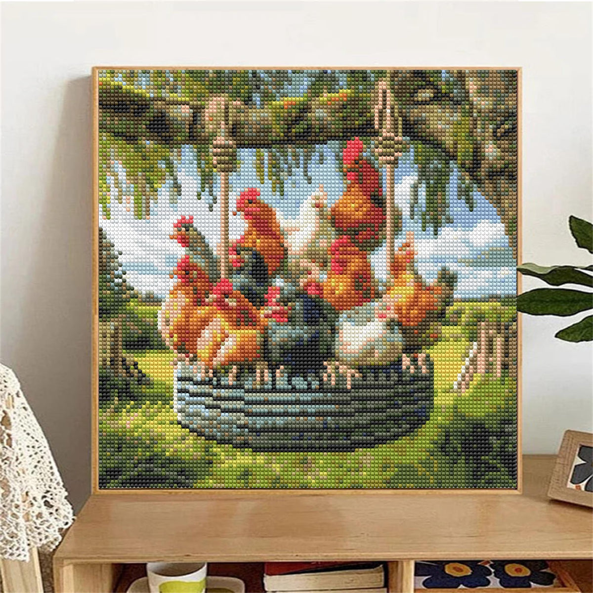 Mosaflare Animals Diamond Painting Kit,Chicken Coop Diamond Art,DIY Full Drill,Stress Relief Craft Art and Home Decor 14"×14"