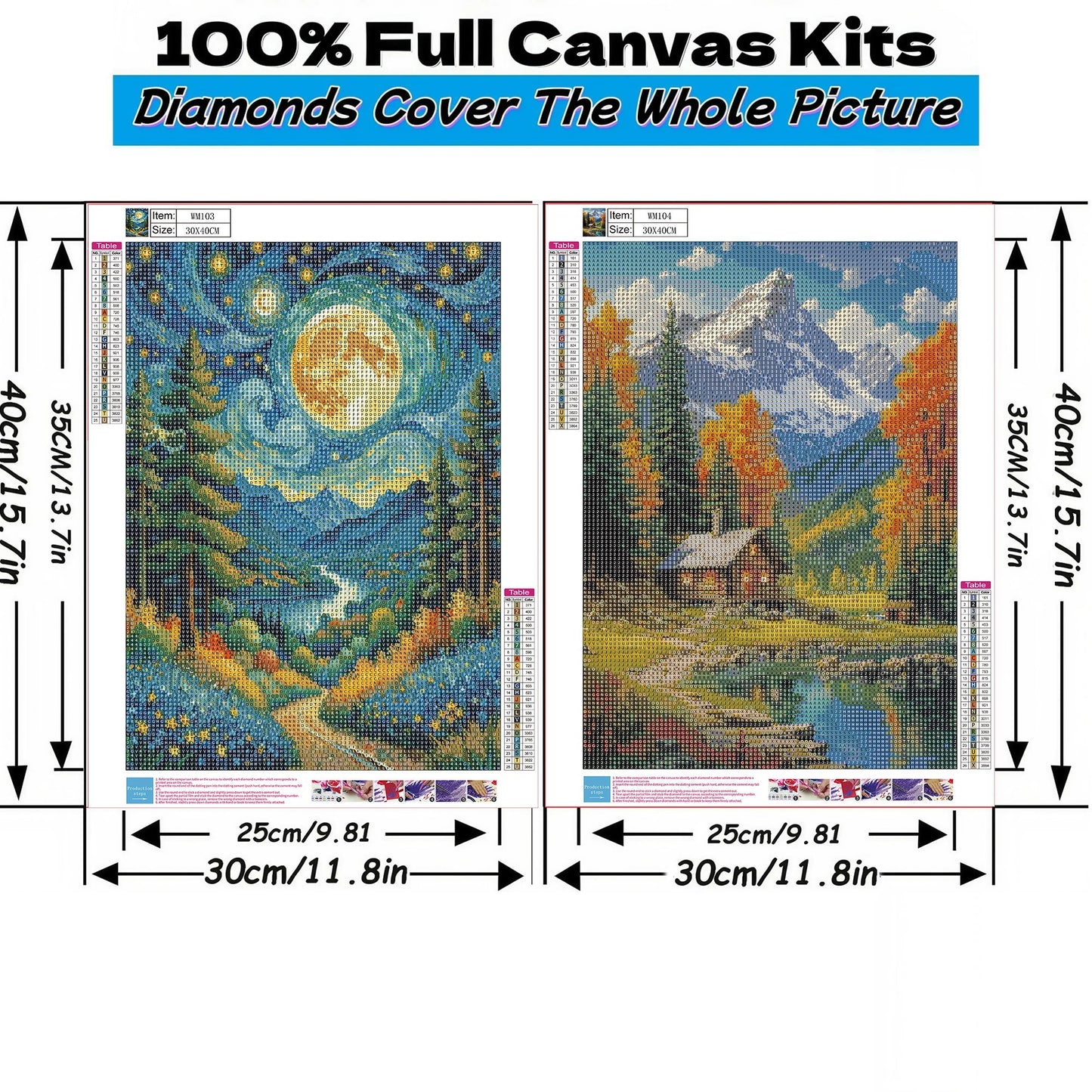 Mosaflare Diamond Art Painting Kits,2-Pack Naturally Art Craft Kits,Full Round Drill,Home Wall and Relaxing 12"×16"