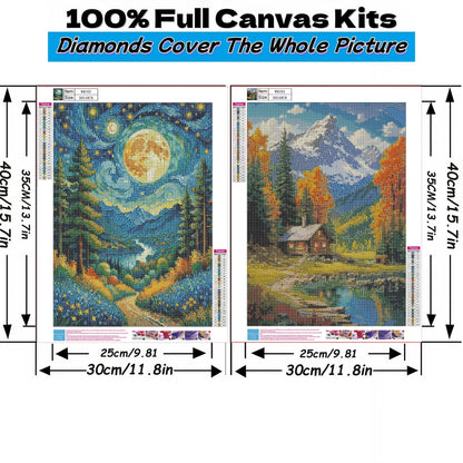 Mosaflare Diamond Art Painting Kits,2-Pack Naturally Art Craft Kits,Full Round Drill,Home Wall and Relaxing 12"×16"