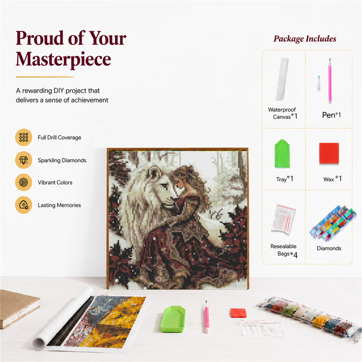 CSZPPQAF Diamond Painting for Adults-Lion,Full Round Drill Diamond Art Kits, Relaxing Craft & Wall Decor