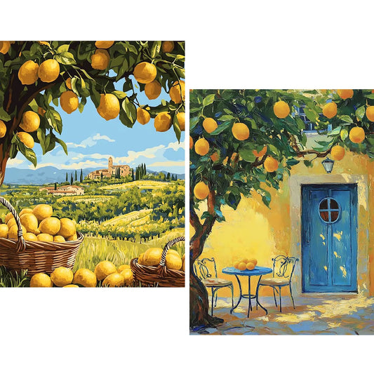 CSZPPQAF 2-Pack Diamond Painting Kits-Lemon,Full Round Dril Diamond Art,11.8"×15.8",Relaxing Craft