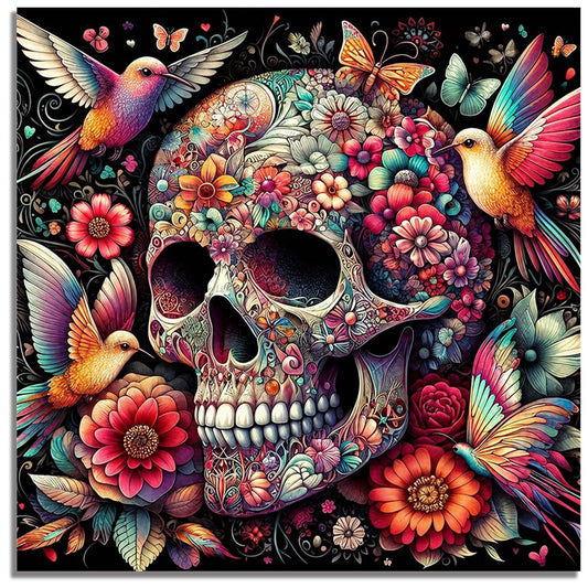 Mosaflare Skull Diamond Painting Kit,DIY Full Drill Diamond Art,Stress Relief Craft Art and Home Decor 14"×14"
