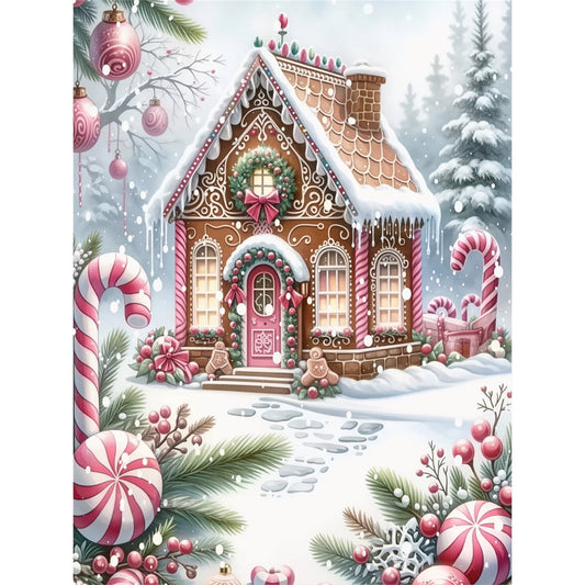CSZPPQAF Christmas Cottage Diamond Painting Kits for Adults, Full Drill Round Diamond Art Kit, Art Craft, Home Wall Decor and Gift 11.8 x 15.8 Inch