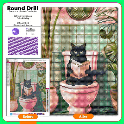 CSZPPQAF Diamond Art Painting Kits for Adults Cat DIY Full Round 5D Diamond Drill Kit 11.8" × 15.8"