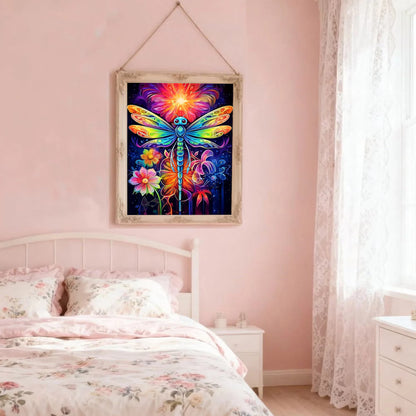 CSZPPQAF Diamond Art Kit,Dragonfly Diamond Painting Kits for Beginners,Full Round Drill,Home Wall 11.8"*15.8"