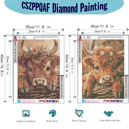 CSZPPQAF 2-Pack Yak Diamond Painting Kits for Adults - Full Round Drill, Textured Diamond Art for Home Wall Decor