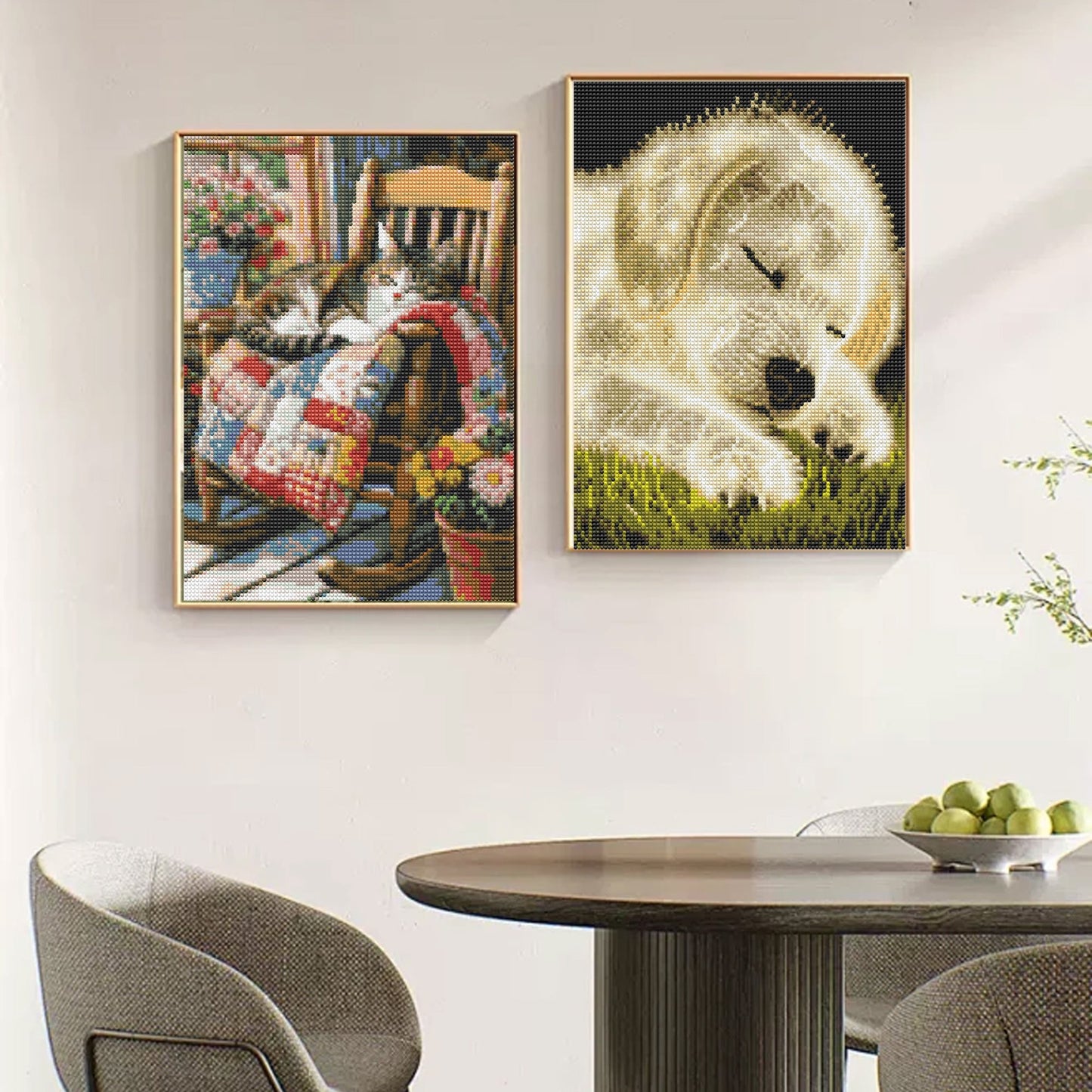 CSZPPQAF 2-Pack Diamond Painting for Adults-Cat and Dog,Full Round Drill Diamond Art Kits, Relaxing Craft & Wall Decor