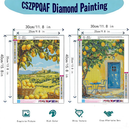 CSZPPQAF 2-Pack Diamond Painting Kits-Lemon,Full Round Dril Diamond Art,11.8"×15.8",Relaxing Craft