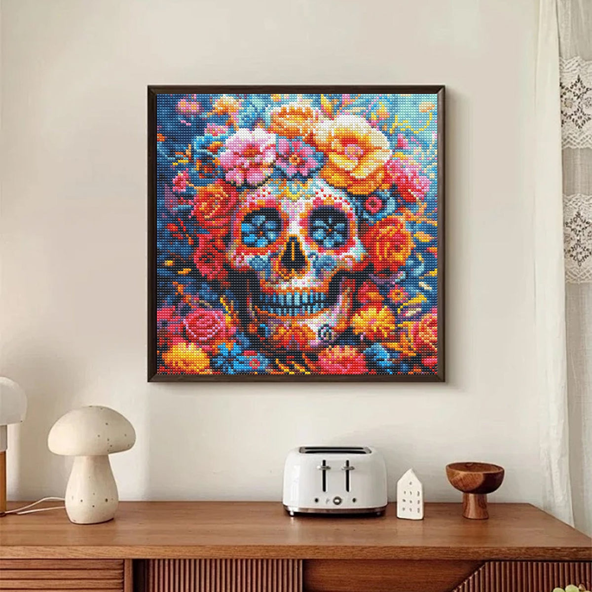 CSZPPQAF Skull Diamond Painting Kits for Adults, Full Drill Round Diamond Art Craft,13.8"×13.8"