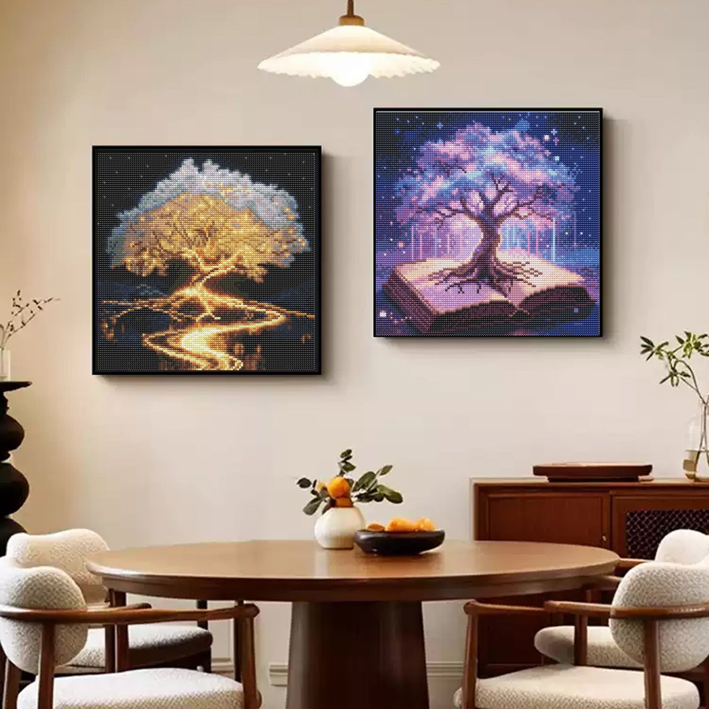 CSZPPQAF 2-Pack Diamond Painting for Adults-Life Tree,Full Round Drill Diamond Art Kits, Relaxing Craft & Wall Decor