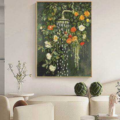 Mosaflare 26-Facet Round Flowers Diamond Painting Kit for Adults,DIY Full Drill Gem Art for Home Decor, Craft Gift for Beginners