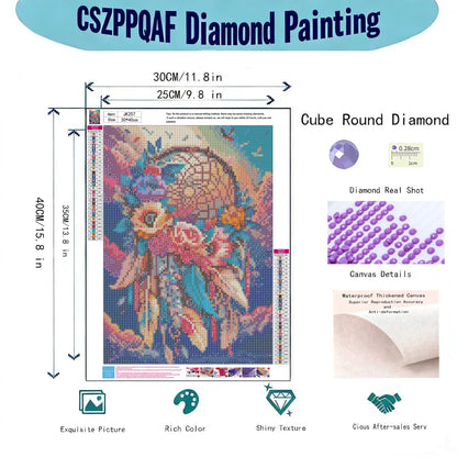 CSZPPQAF Diamond Painting Kits-Dream Catchers,Full Round Drill Diamond Art kits, Relaxing Craft 11.8"×15.8"