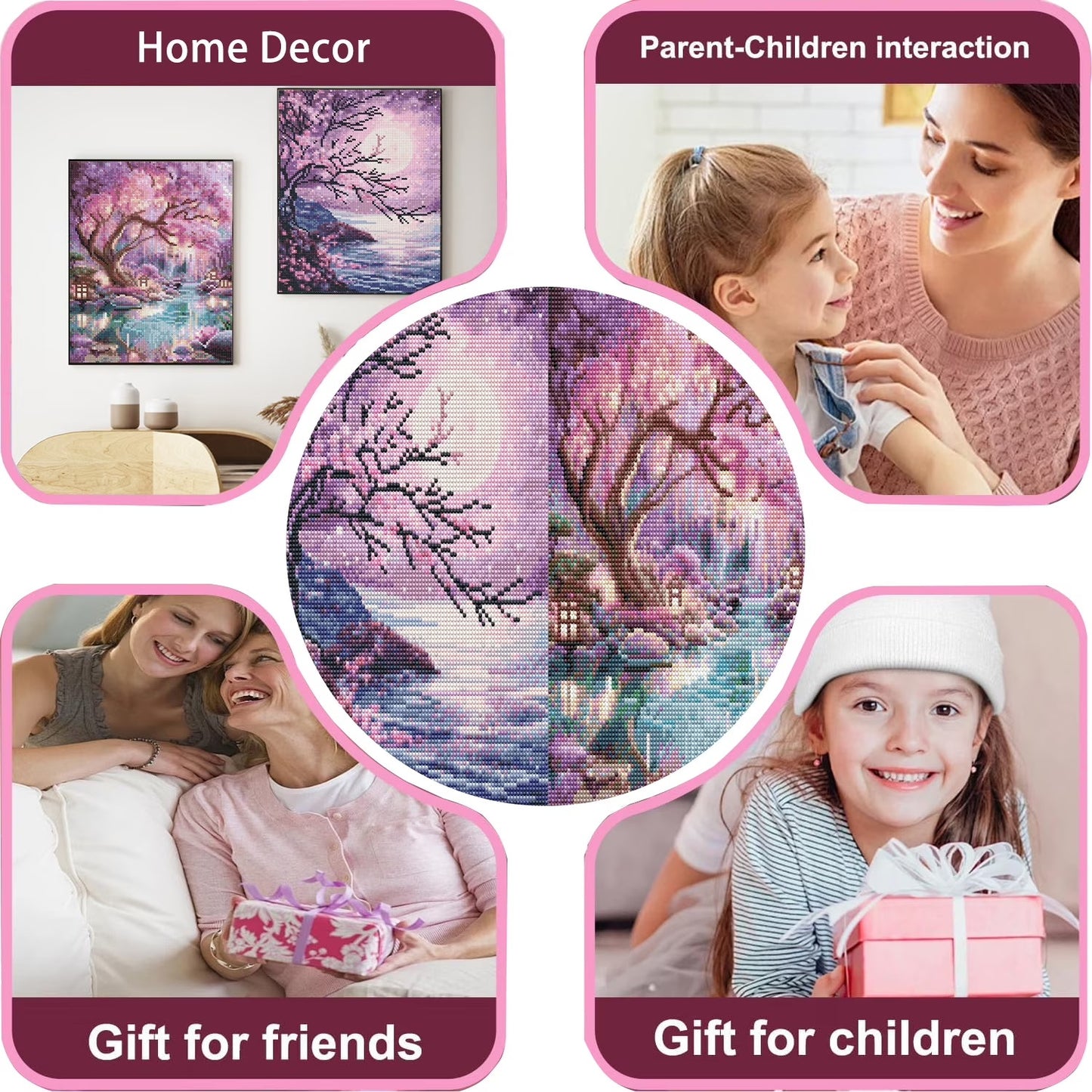 CSZPPQAF 2-Pack Tree Diamond Painting Kits for Adults - Full Round Drill, Textured Diamond Art for Home Wall Decor