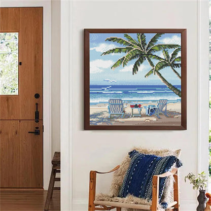 Mosaflare Summer Diamond Painting Kit,DIY Full Drill Beach Diamond Art,Stress Relief Craft Art and Home Decor 14"×14"