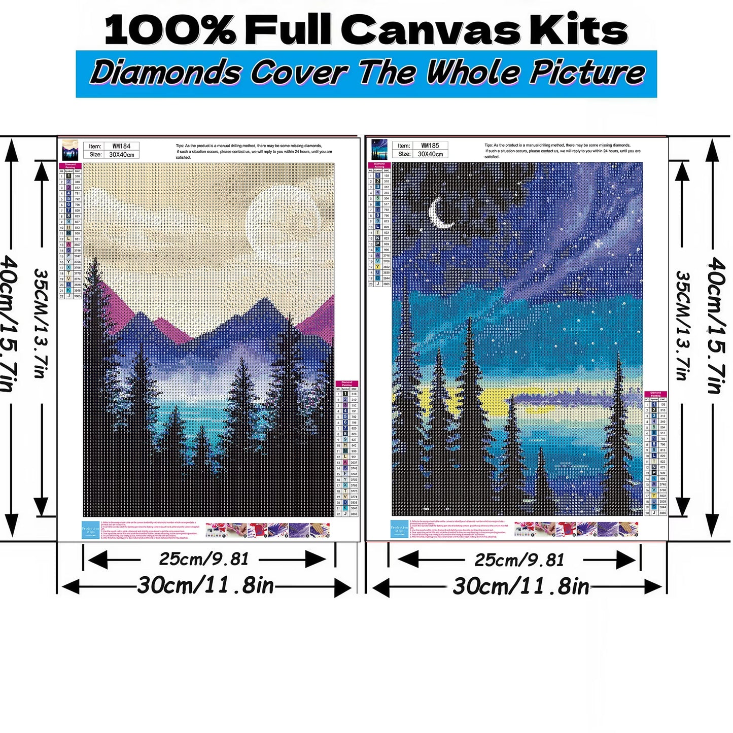 Mosaflare Sky Diamond Art Painting Kits,2-Pack Art Craft Kits,Full Round Drill,Home Wall and Relaxing 12"×16"