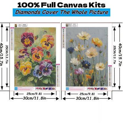 Mosaflare Diamond Art Painting Kits,2-Pack Flower Craft Kits,Full Round Drill,Home Wall and Relaxing 12"×16"
