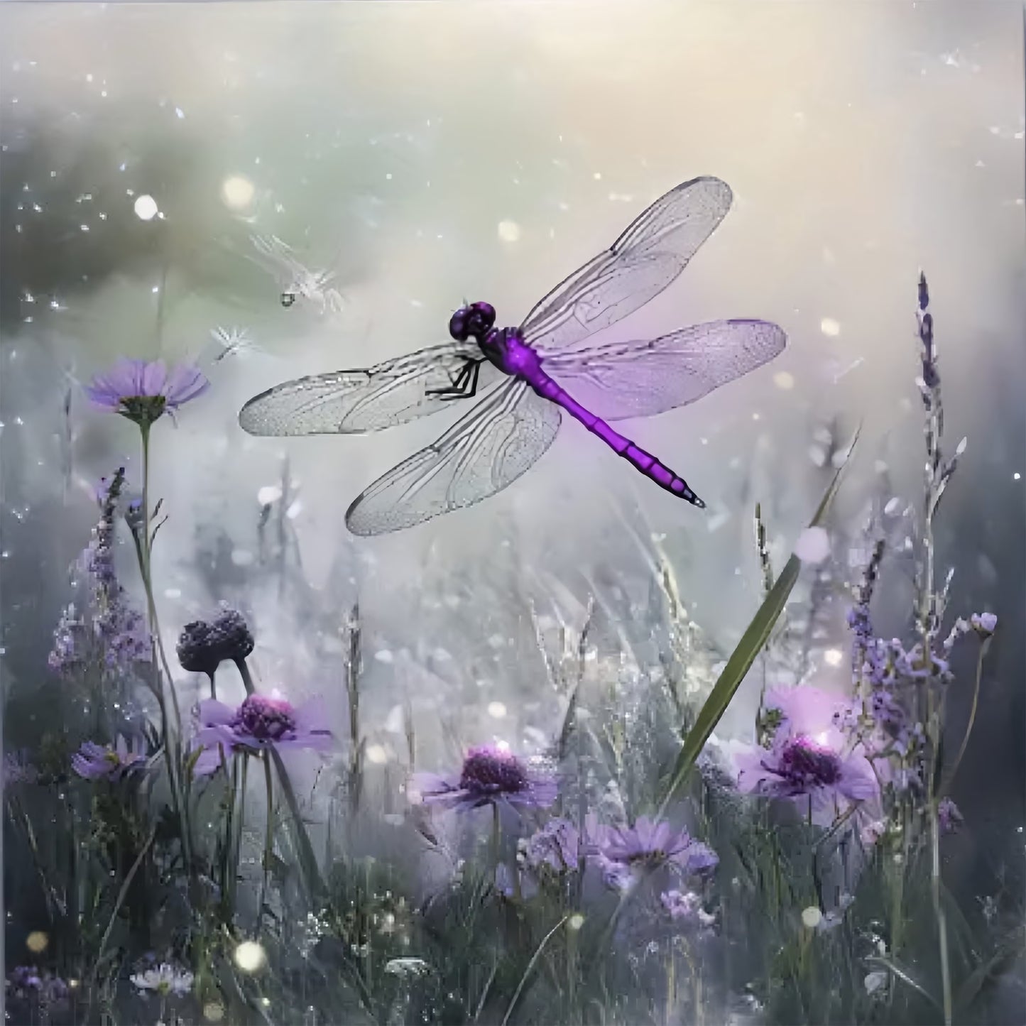 CSZPPQAF Diamond Painting Kits-Dragonfly Craft Art ,Full Round Drill Diamond Art,Home Wall Decor 13.8"×13.8"