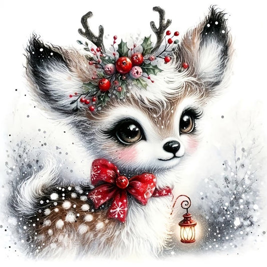 CSZPPQAF Christmas Reindeer Diamond Painting Kits for Adults, Full Drill Round Diamond Art Kit, Art Craft, Home Wall Decor and Gift 13.8 x 13.8 Inch