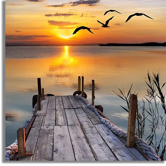 Mosaflare Lakeside Diamond Art Painting Kits,Art Craft Kits,Full Round Drill,Home Wall and Relaxing 14"×14"
