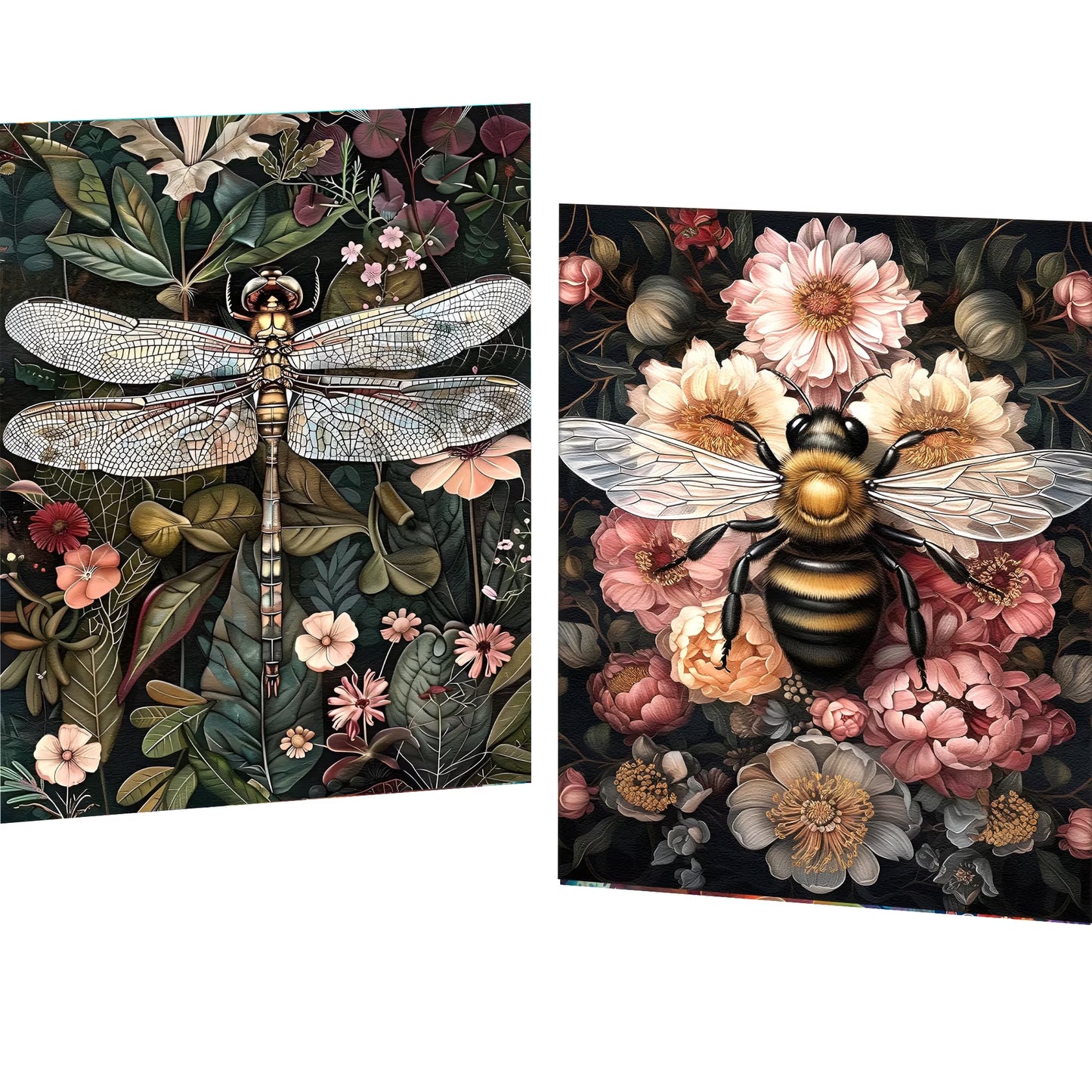 Mosaflare Insects Diamond Art Painting Kits,2-Pack Art Craft Kits,Full Round Drill,Home Wall and Relaxing 12"×16"