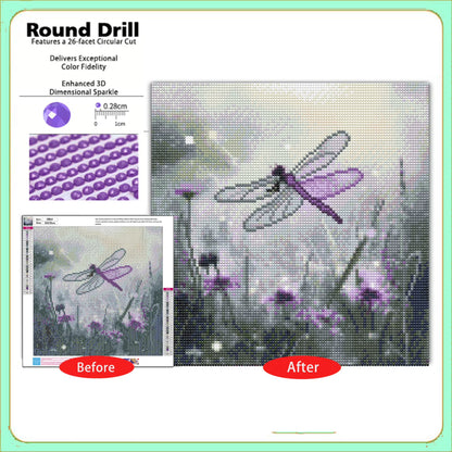CSZPPQAF Diamond Painting Kits-Dragonfly Craft Art ,Full Round Drill Diamond Art,Home Wall Decor 13.8"×13.8"