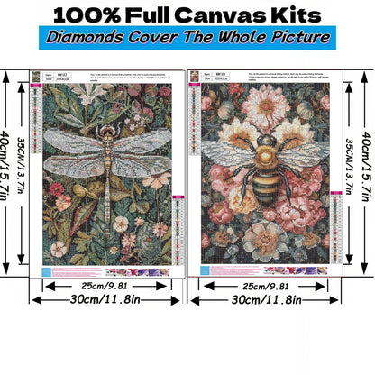 Mosaflare Insects Diamond Art Painting Kits,2-Pack Art Craft Kits,Full Round Drill,Home Wall and Relaxing 12"×16"