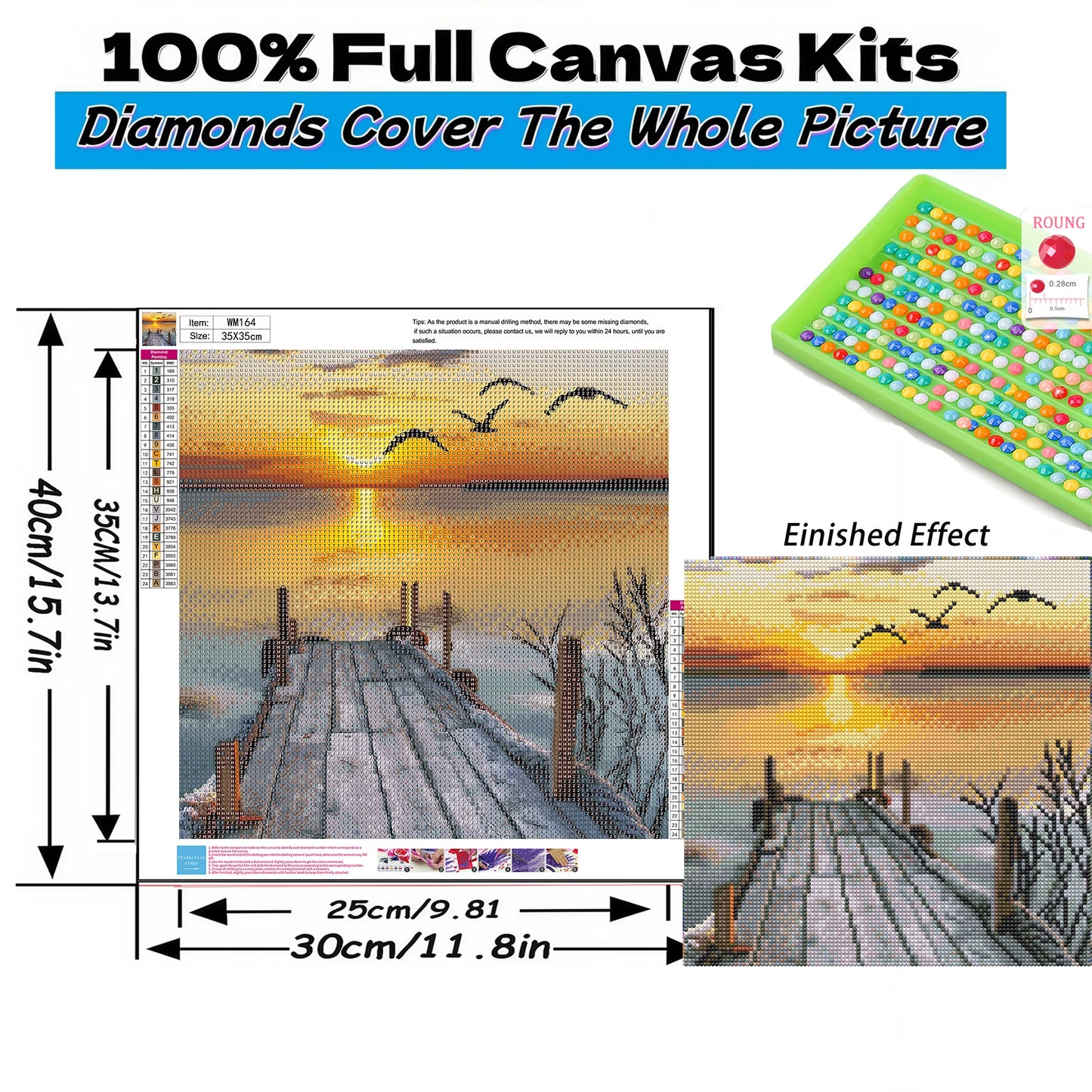 Mosaflare Lakeside Diamond Art Painting Kits,Art Craft Kits,Full Round Drill,Home Wall and Relaxing 14"×14"