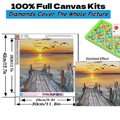 Mosaflare Lakeside Diamond Art Painting Kits,Art Craft Kits,Full Round Drill,Home Wall and Relaxing 14"×14"