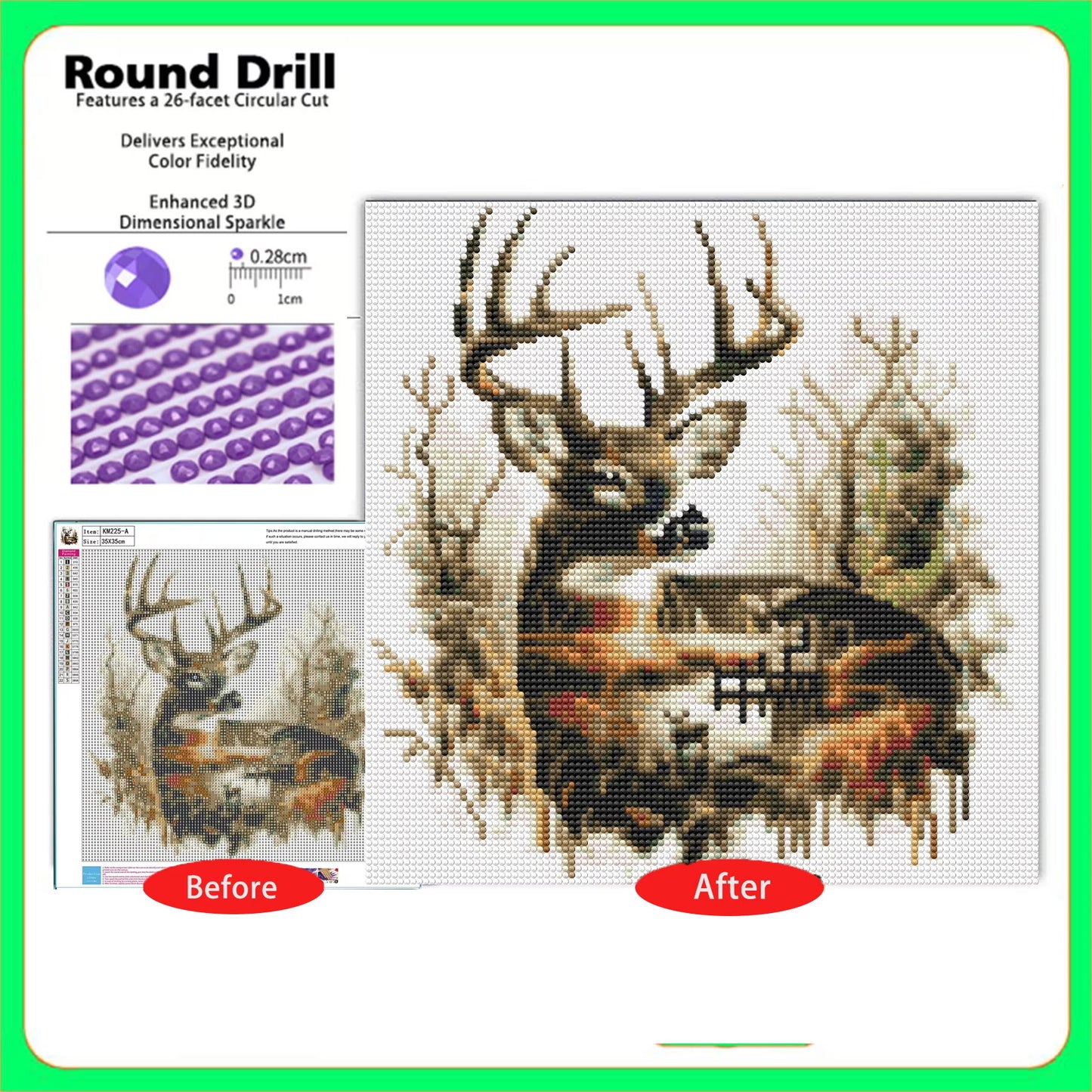 CSZPPQAF Diamond Painting Kits for Adults Unisex,13.8×13.8 in Moose Lodge 5D DIY Diamond Art Kit for Home Wall Decor