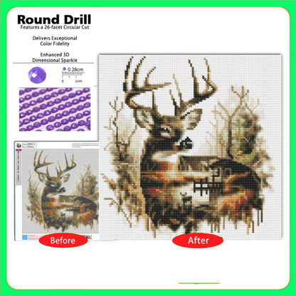 CSZPPQAF Diamond Painting Kits for Adults Unisex,13.8×13.8 in Moose Lodge 5D DIY Diamond Art Kit for Home Wall Decor