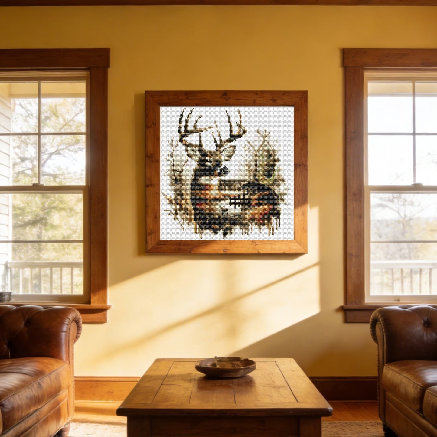 CSZPPQAF Diamond Painting Kits for Adults Unisex,13.8×13.8 in Moose Lodge 5D DIY Diamond Art Kit for Home Wall Decor