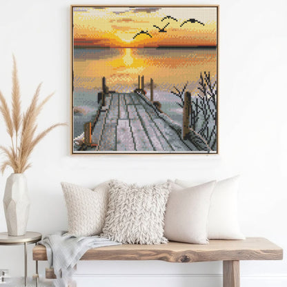 Mosaflare Lakeside Diamond Art Painting Kits,Art Craft Kits,Full Round Drill,Home Wall and Relaxing 14"×14"