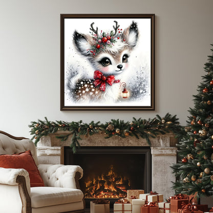 CSZPPQAF Christmas Reindeer Diamond Painting Kits for Adults, Full Drill Round Diamond Art Kit, Art Craft, Home Wall Decor and Gift 13.8 x 13.8 Inch