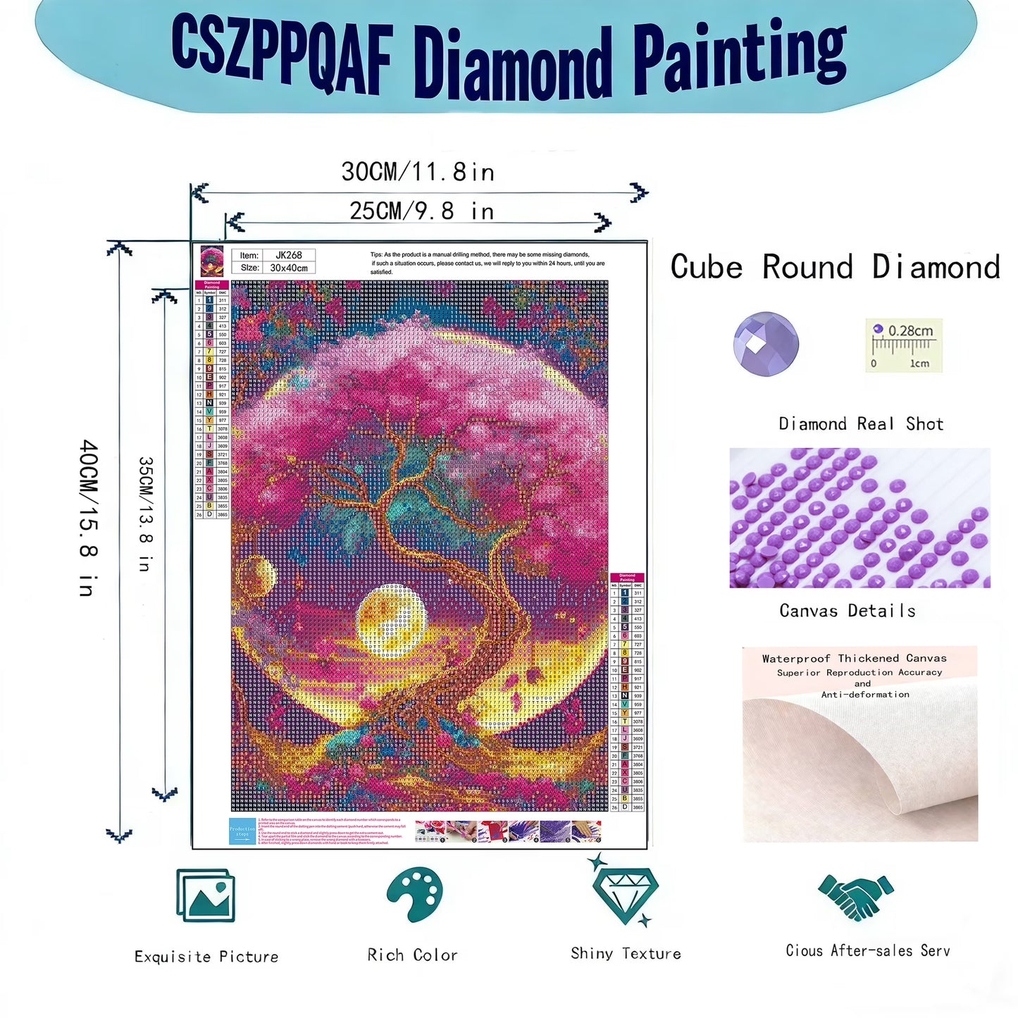 CSZPPQAF Diamond Painting Kits for Beginners-Lucky Tree,Full Round Drill Diamond Art kits,Relaxing Craft & Home Wall Decor